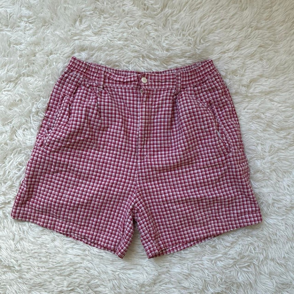 Vintage 80s 90s Retro Gitano red white gingham linen shorts Size 10